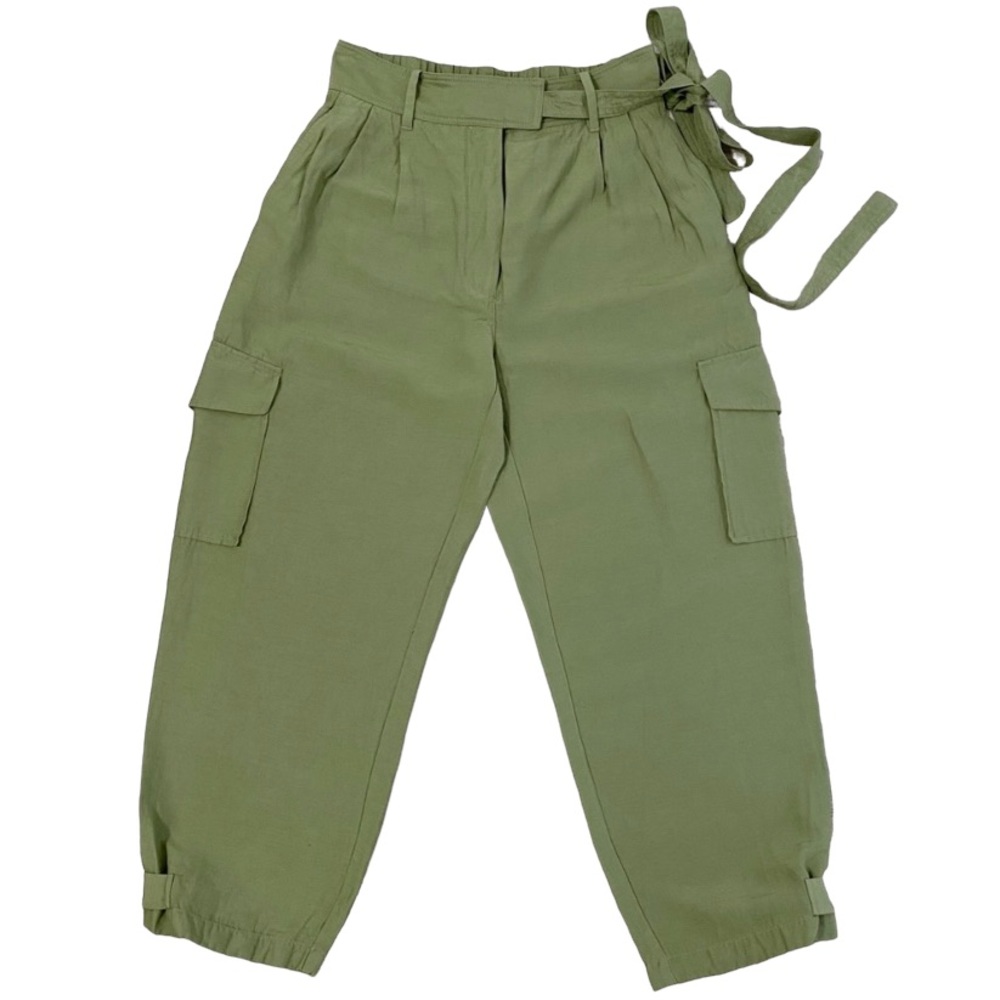 Aritzia Wilfred Green Linen Blend High Rise Ankle Cropped Cargo Pants- Size 6